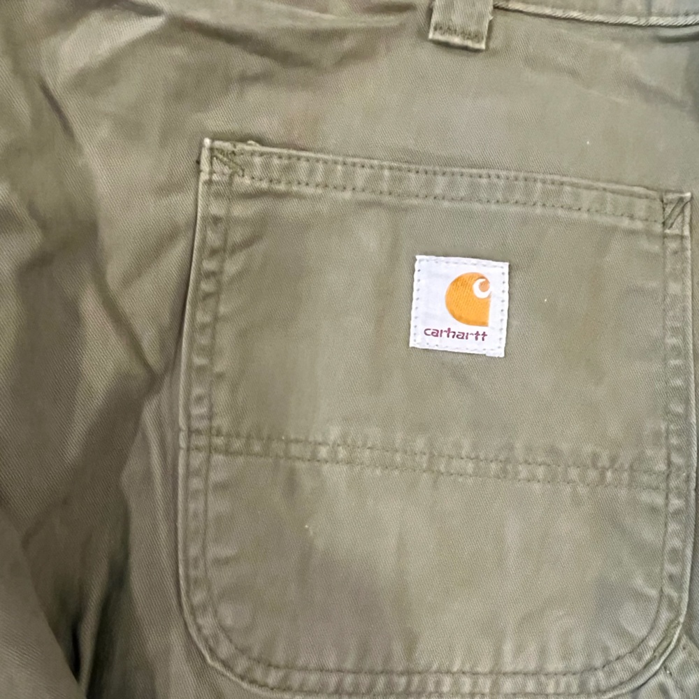 Mens Army Green Carhartt Carpenter Pants Size 38 x 34 Relaxed Fit - Picture 7 of 16
